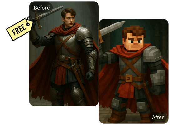 🔓 Generador gratuito de arte pixelado de Minecraft