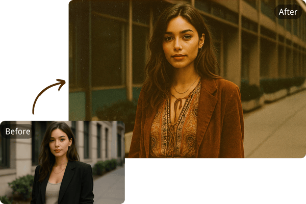 Grano de película y tonos sepia suaves