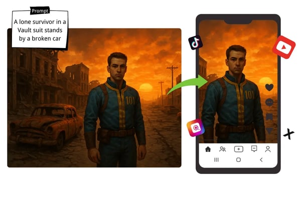 Générateur IA de texte vers image Fallout pour participer à la tendance TikTok du filtre Fallout