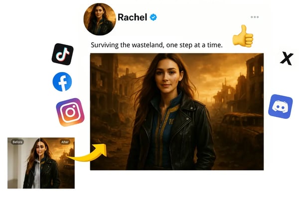 Filtre AI Fallout Image-vers-Image pour la conception d'avatar de streaming