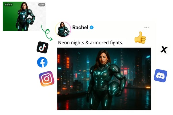 Green Screen Background Remover with Custom AI Backdrops