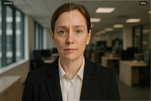 AI Wrinkle Removal as Face Editor for Natural Forehead Smoothing in Corporate Training Materials