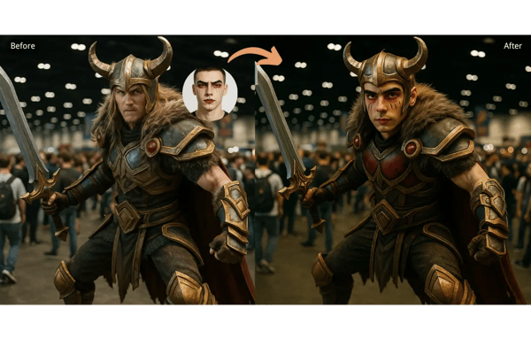 AI Body Swap for Cosplay Planning