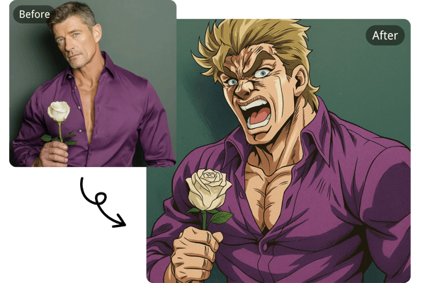 Conversion rapide de photo en style JoJo