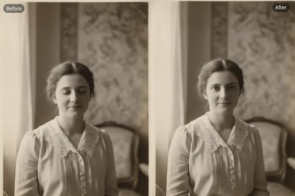 Old Photo Restoration Featuring Natural Open Eyes