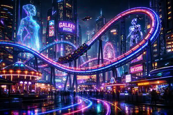 Cyberpunk City Amusement Park