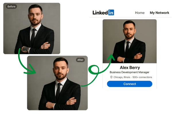 AI Tattoo Remover for Corporate Profiles in Professional Networking