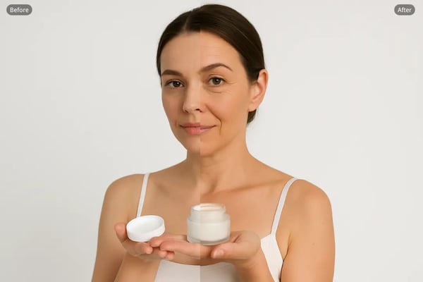 Anti-Aging Product Demonstrations With Old Face Filter