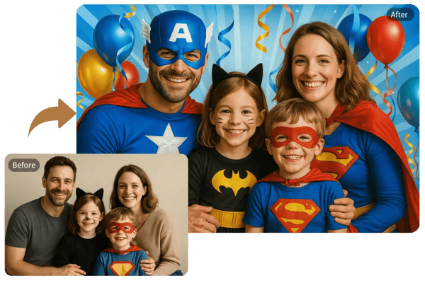 Themed Costume Parties Featuring AI Family Portraits for Fun Events