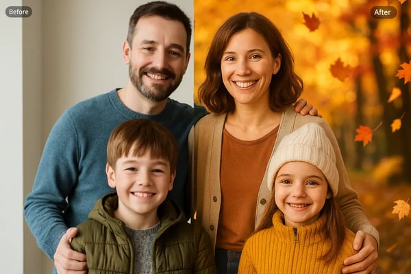 Seasonal Nature Scenes for Calendar Customizations with AI Family Portraits