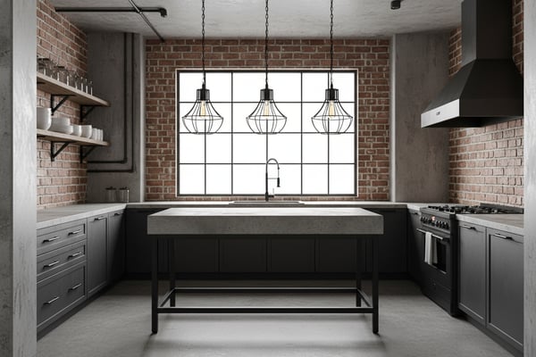 Bold Industrial AI Kitchen Designer Look