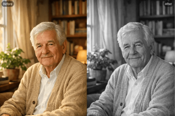 Convert Old Photos to Grayscale for Memorial Portraits