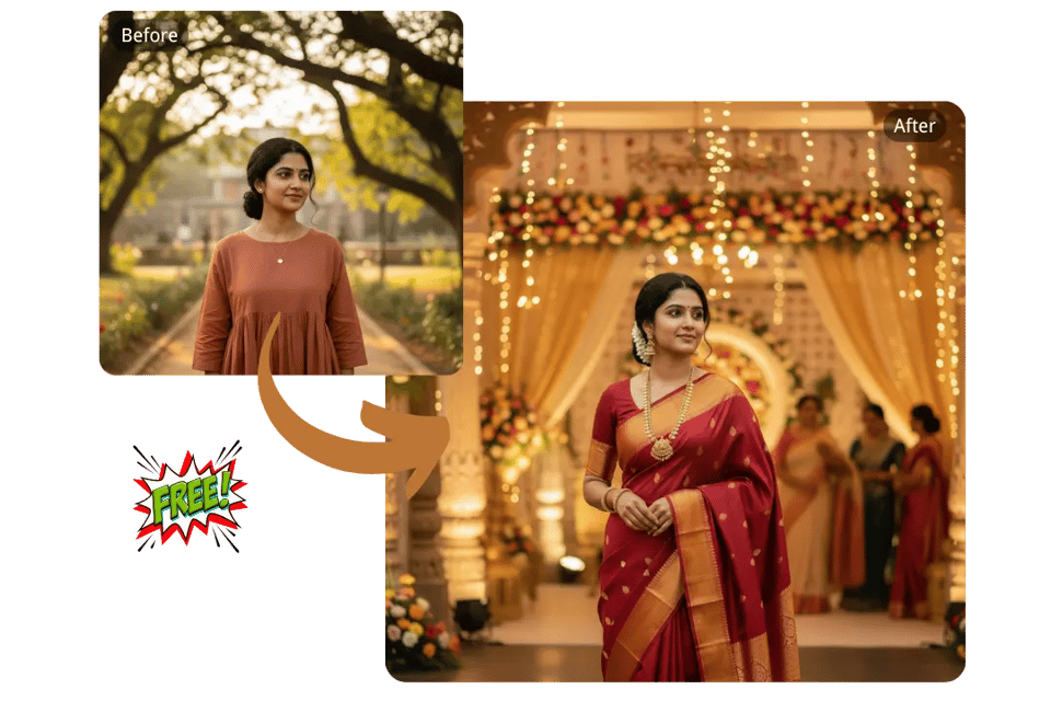 Instant Saree Looks with the One-Click Free Google Gemini AI Nano Banana Saree Generator