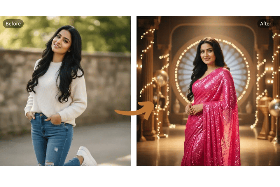 Authentic Saree Portraits with Gemini AI Saree Effects