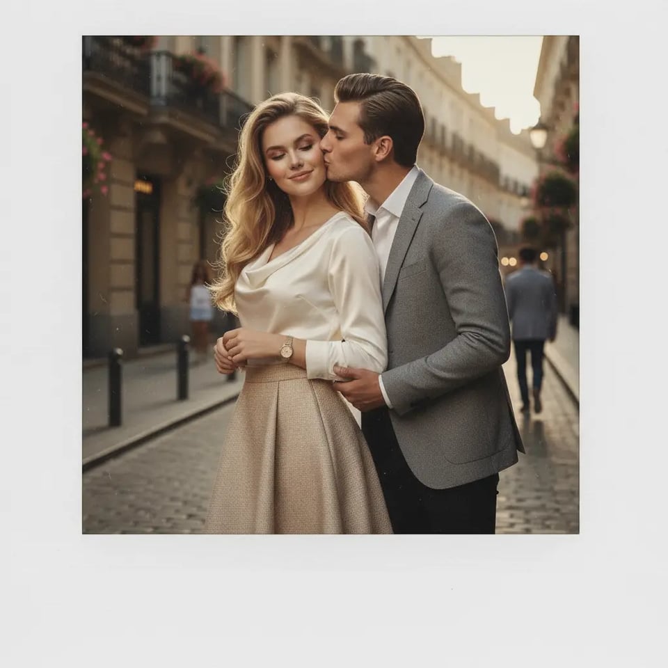 Cheek Kiss Polaroid Gemini AI Snapshot