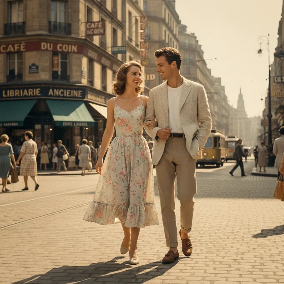 Romantic Couple — Gemini AI Retro Couple