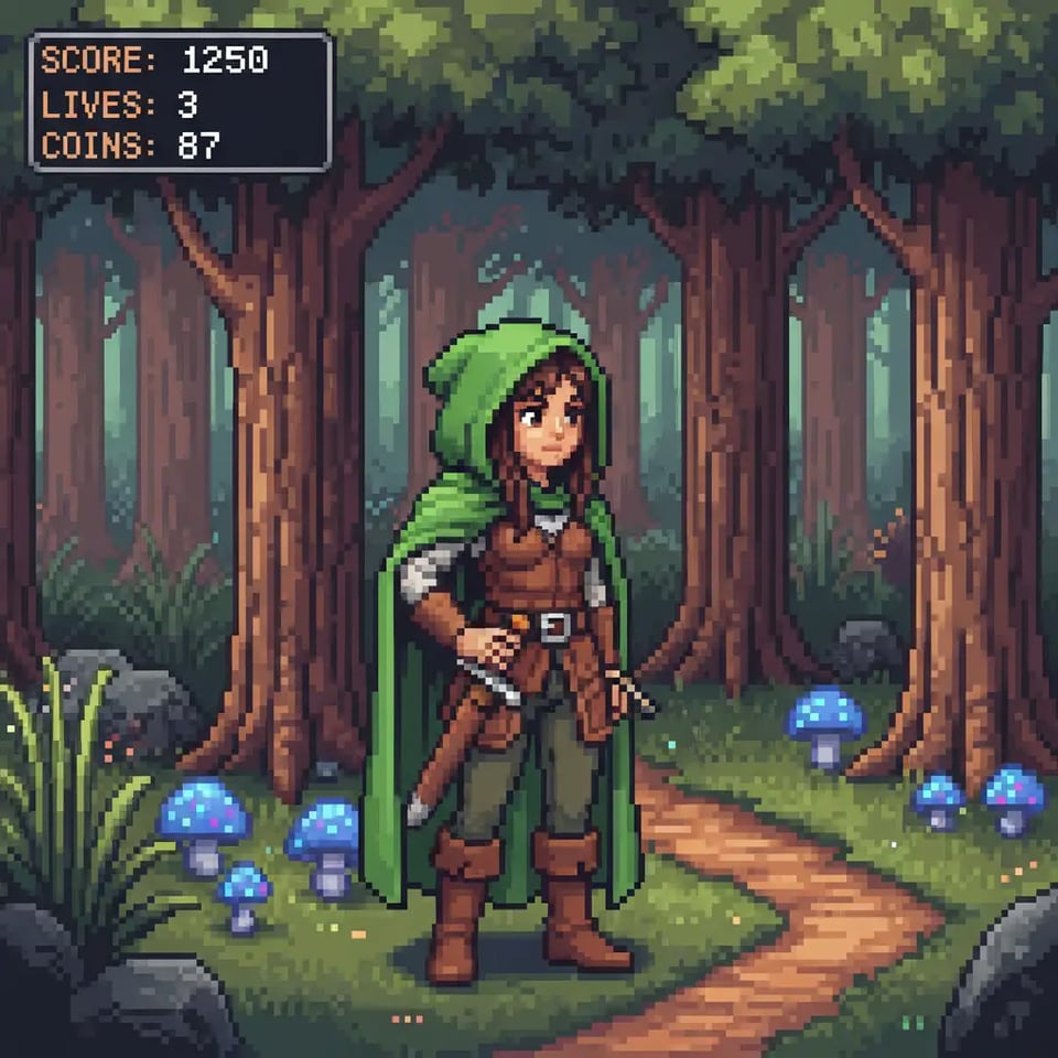 2D Pixel Forest Exploration Scene