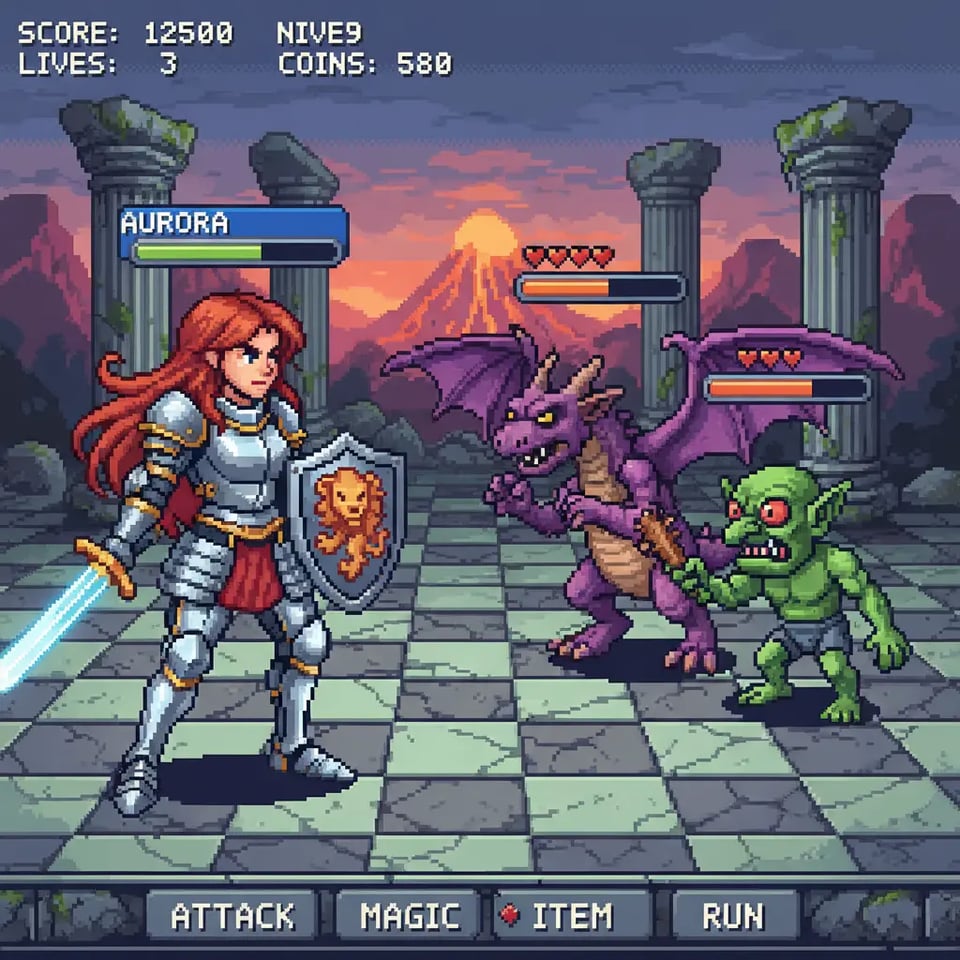 Retro 16-Bit Battle Arena Scene