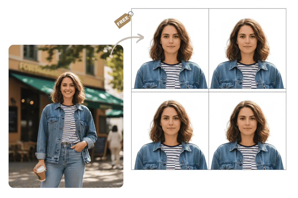 Generador gratis de fotos de pasaporte con IA en línea