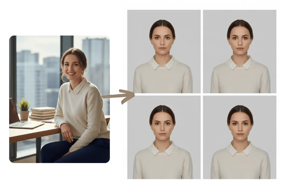 Generador de fotos de pasaporte con IA de nivel profesional