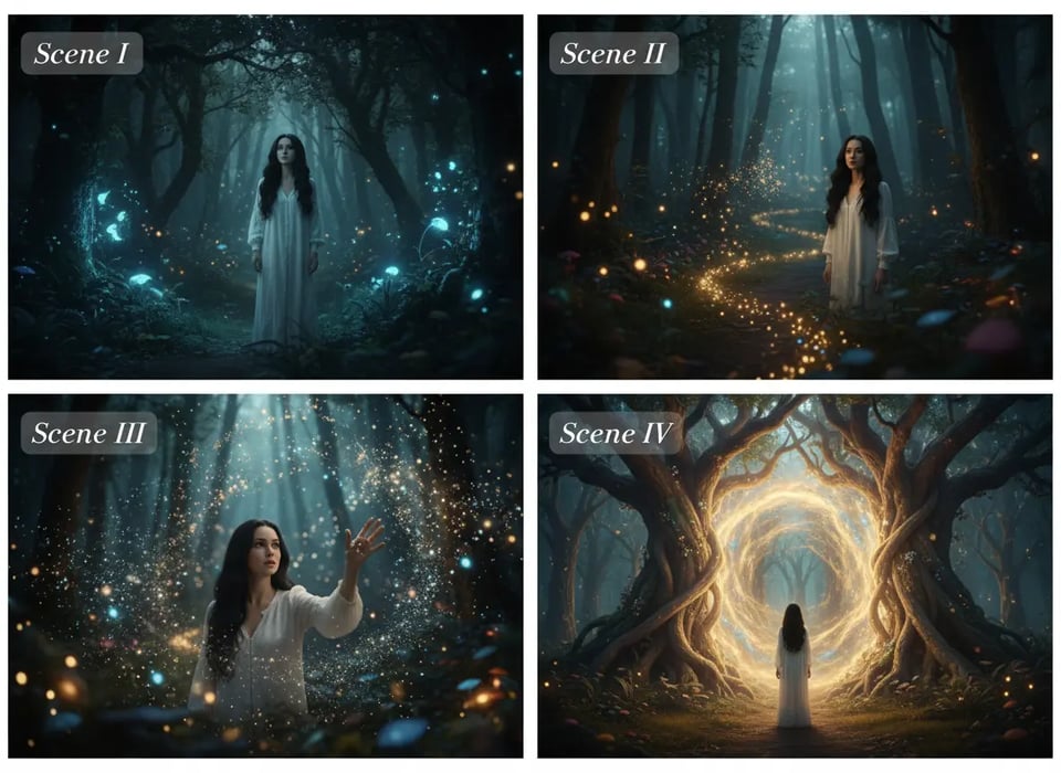 🌿 Fantasy Cinematic 4-Panel Storyboard