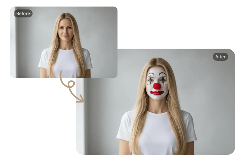 立即用 AI 小丑滤镜转换您的自拍