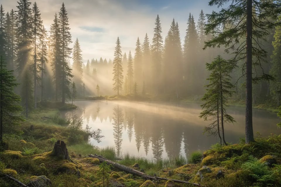 🌲 Misty Forest and Hidden Lake