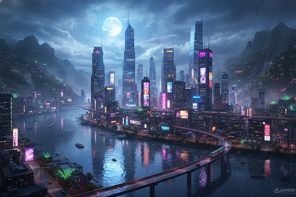 🏙️ Futuristic City at Night
