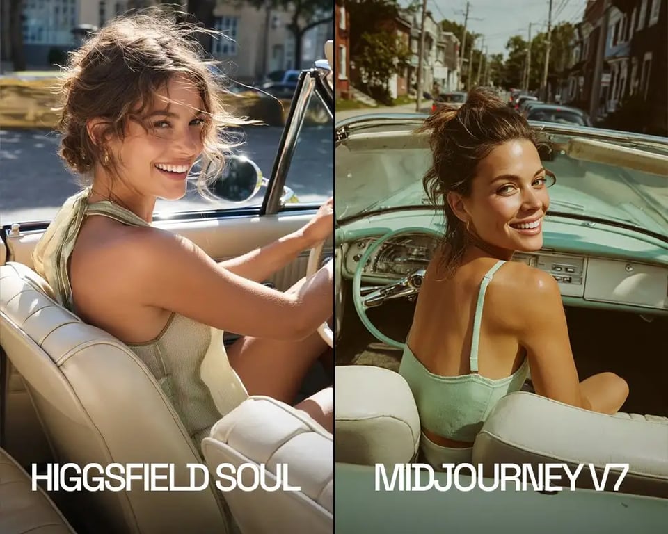 Comparing Higgsfield Soul AI vs. Midjourney V7