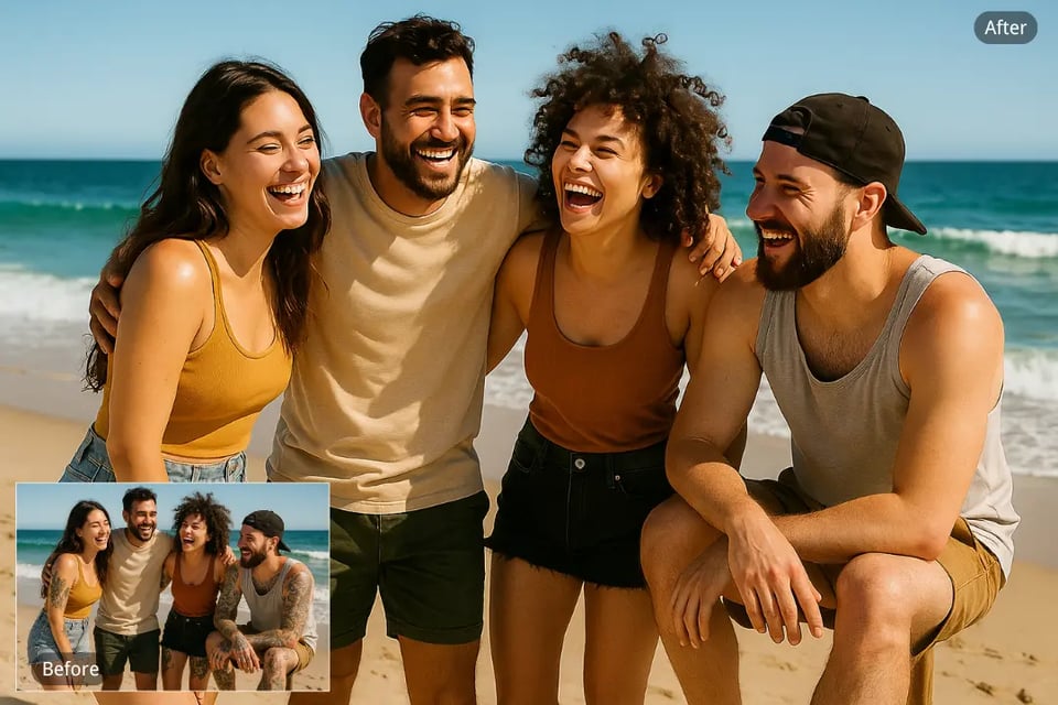Tattoo Eraser for Multi-Person Vacation Group Shots