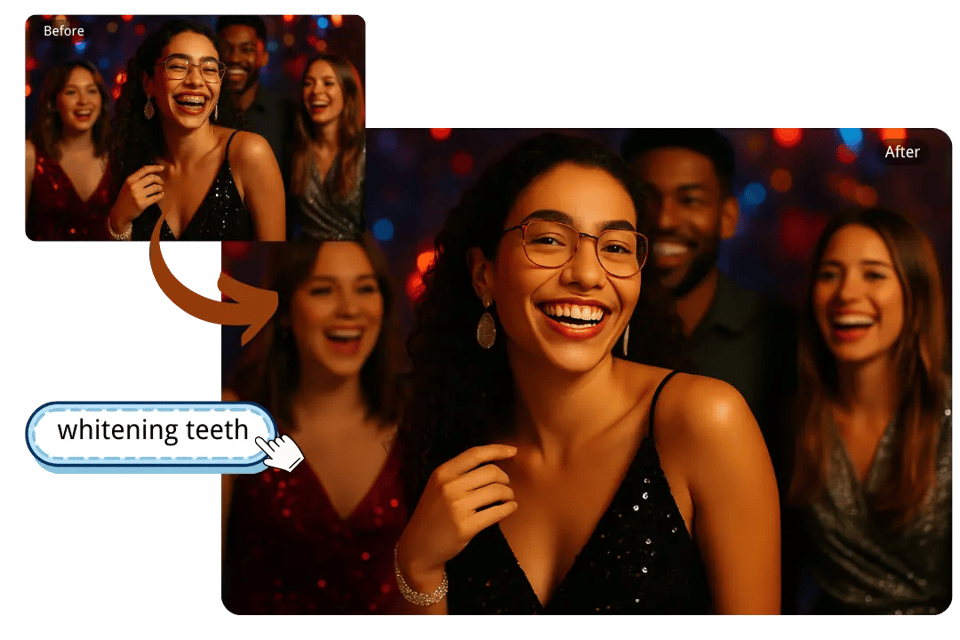 Remove Braces with AI Teeth Fixer in Event Photos