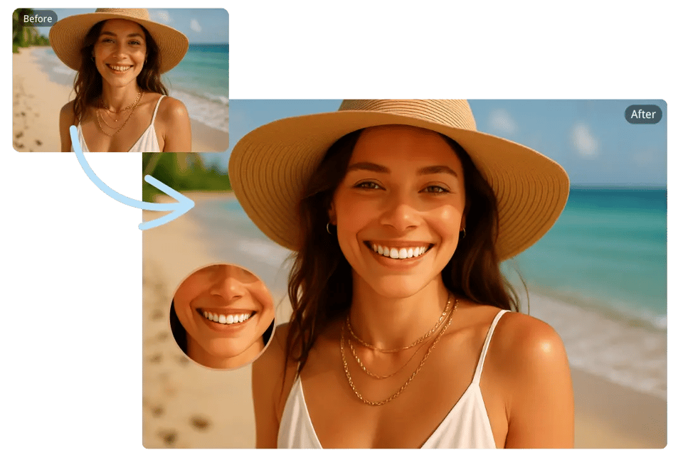 Repair Gaps and Chips using Teeth Whitener Editor for Vacation Snapshots