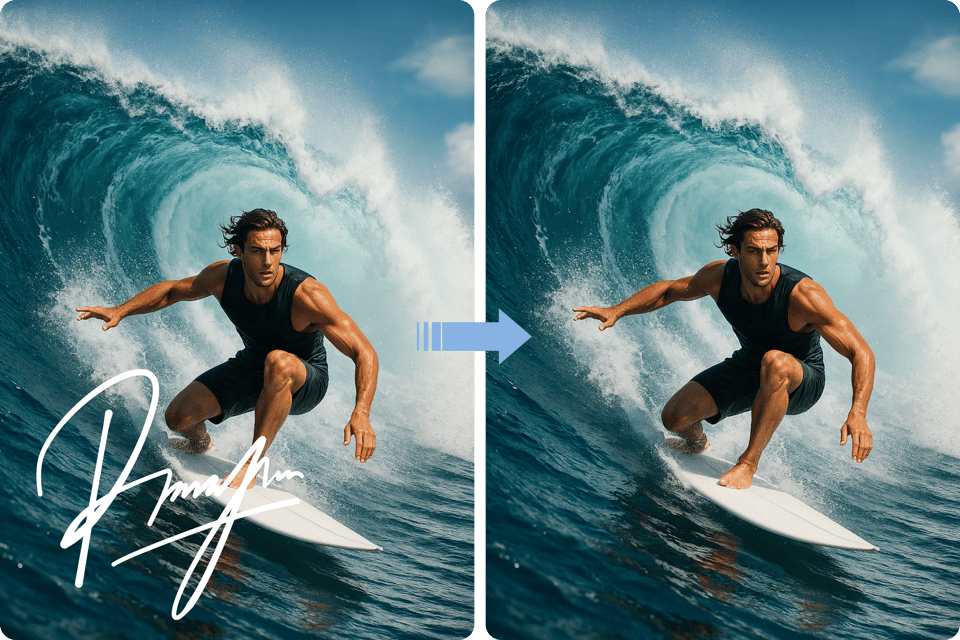 Supprimez la signature d’une photo grâce à l’IA