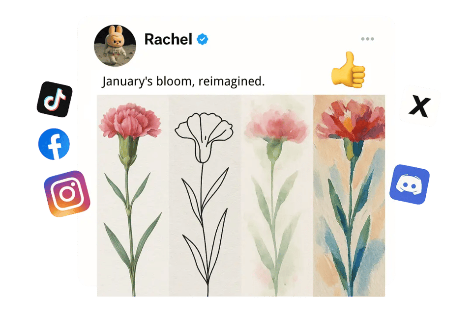 Designs de fleurs de naissance polyvalents dans différents styles pour le partage sur les réseaux sociaux