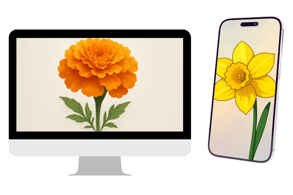 Pas besoin de s’inscrire pour créer rapidement des Fleurs de Naissance avec l’IA, sur tous les appareils