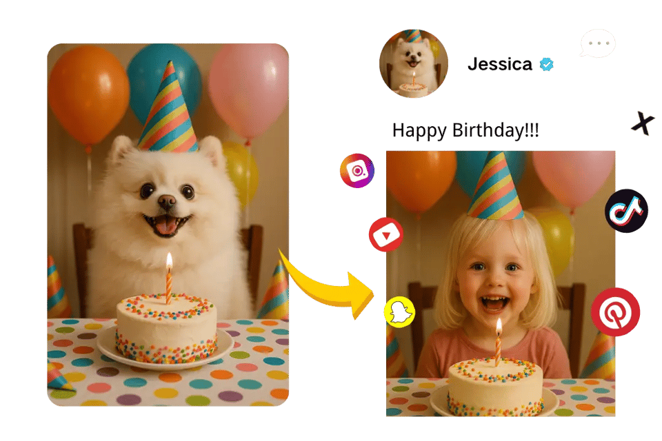 Surprenant genre aléatoire dans le générateur IA d'animal en humain pour des partages spontanés