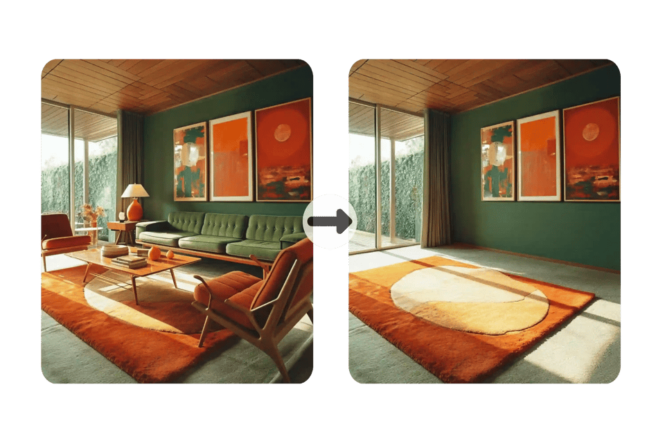 Entfernen Sie mit KI innerhalb von Sekunden Möbel aus Fotos