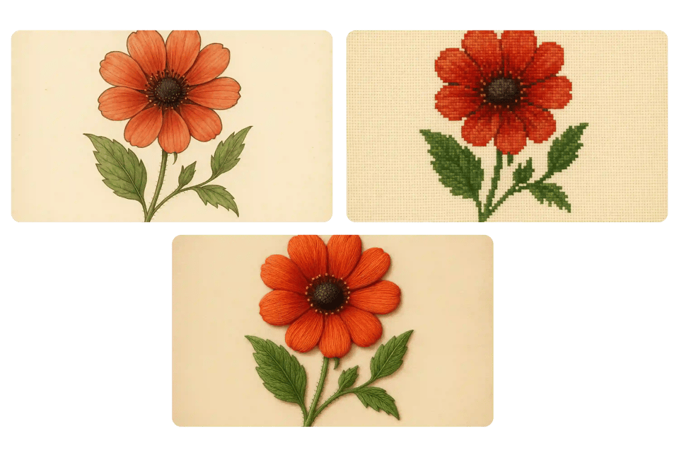 多种刺绣风格与刺绣效果