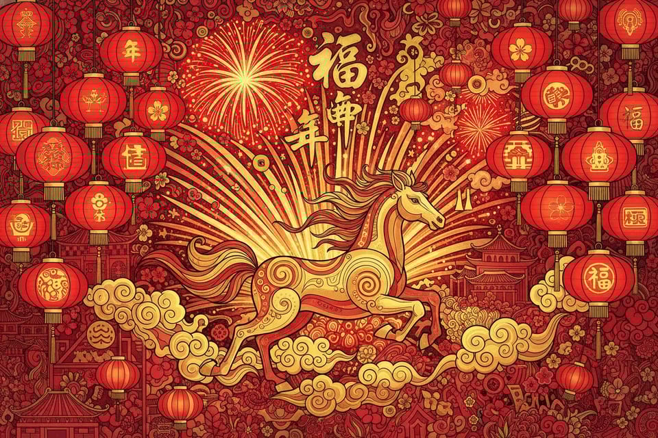 Quick Text Prompting for Horse Lunar New Year Scenes