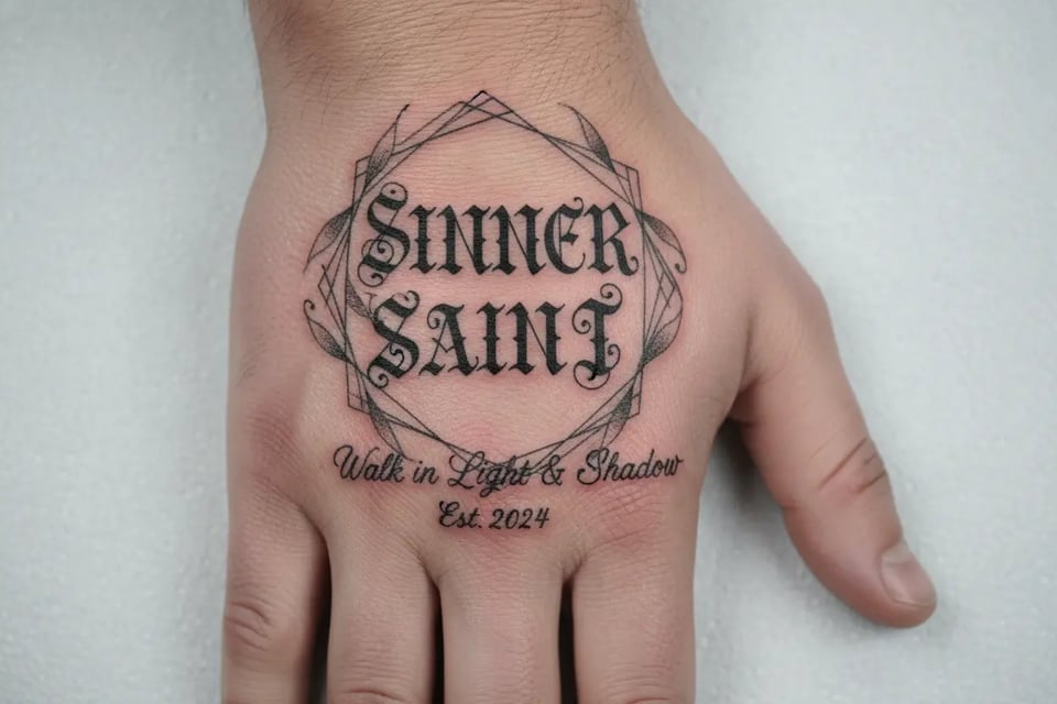 Sinner Saint Ambigram Tattoo Ideas Fully Custom