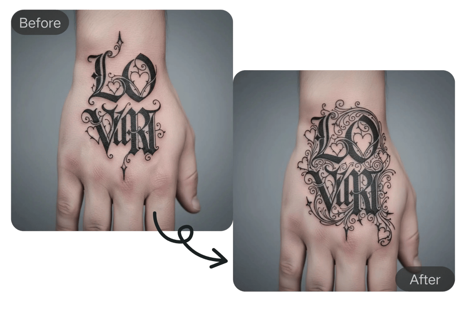 Precise Editing on Ambigram Tattoo Designs