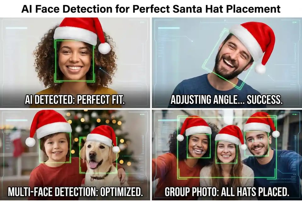AI Face Detection for Perfect Santa Hat Placement