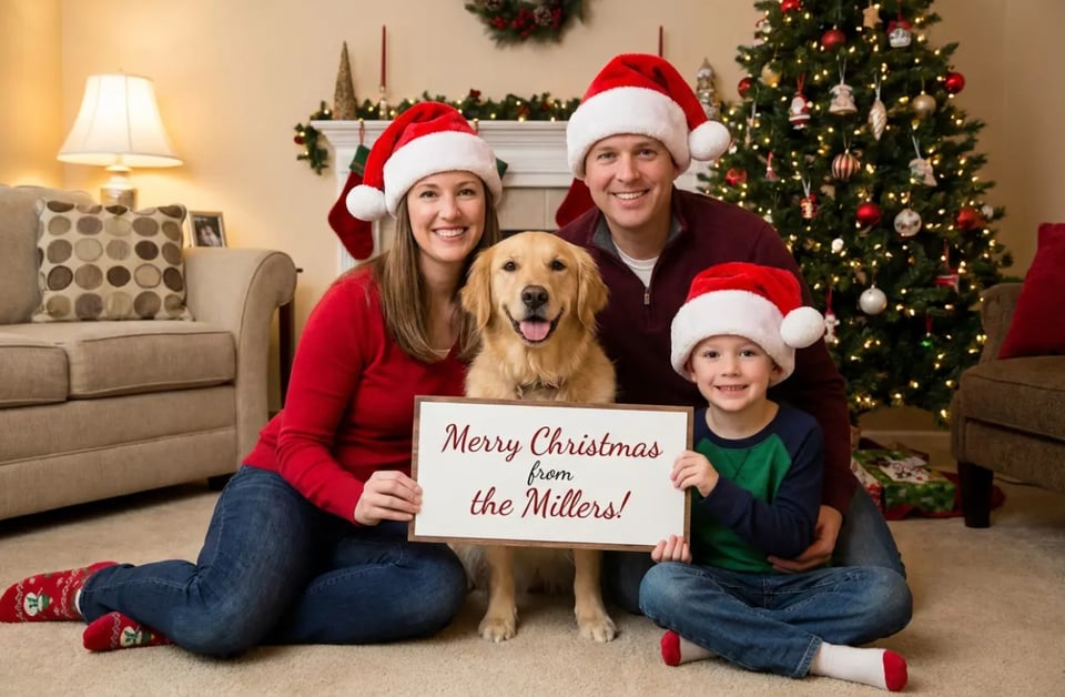 Add Christmas Hat to Photo for Family Cards and Invitations