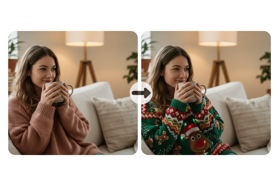 Añade un suéter de Navidad a tu foto con IA