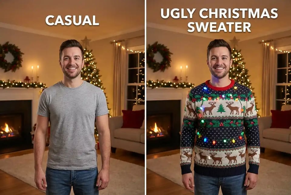 Reemplazo automático de cualquier prenda por un suéter feo