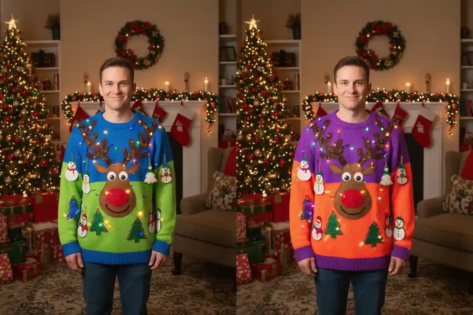 Cambia los colores del suéter de Navidad fácilmente