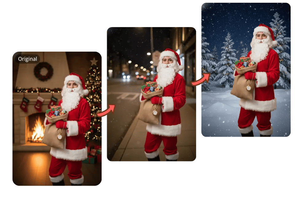 Place Santa in Stunning Christmas Backgrounds