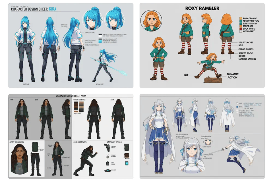 Anime, Cartoon, or Custom Style — Full Control of Your Character Model Sheet