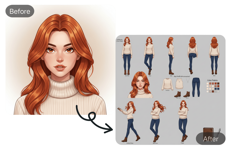 Avatar-to-Fullbody Expansion with AI Character Model Sheet Generator