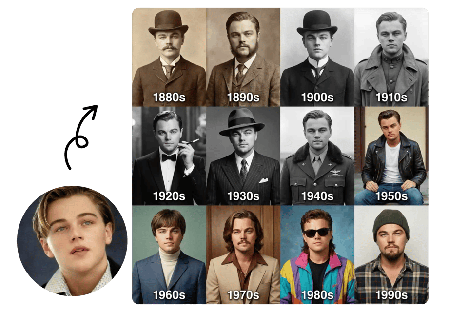 Single Photo Input for Multi-Era Results With Strong Consistency